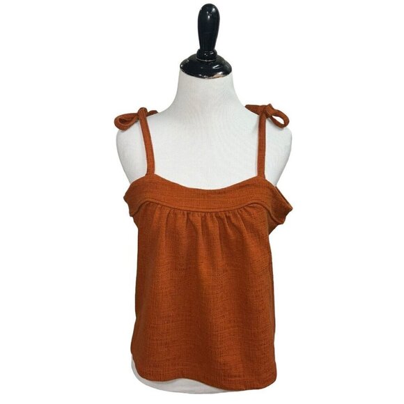 Madewell Women's M Medium Crosshatch Tie-Strap Crop Top Rust Color Jacquard - Picture 3 of 7